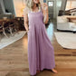 💝 Ärmlös jumpsuit med vida ben och fickor för damer