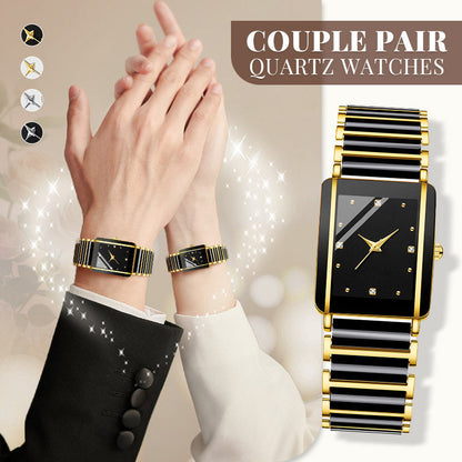 Fashion Ceramic Square Quartz Watch, klocka för par