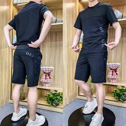 Kortärmad topp och shorts i 2 delar för män