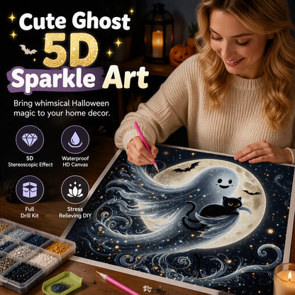 👻 Skapa ditt eget Halloween-spöke – gulligt DIY-diamantmålningskit för kreativ höstpyssel