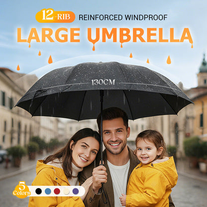 ☔ 50 % RABATT! Stå stadigare i vind och regn – 12-ribbigt paraply med stor täckning och robust konstruktion