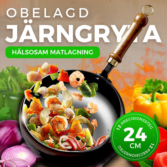 🍳 Ju mer du använder den, desto bättre blir den – obelagd järnpanna med naturlig non-stick-effekt