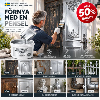 🔥 Vattenbaserad metallisk silverfärg för utomhusbruk, rostskyddande och förnyar metall 🎨🛡️🌧️✅💥