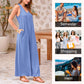💃🏻50 procent rabatt🔥Kvinnors Avslappnad V-ringad Ärmlös Byxdress med Vida Ben