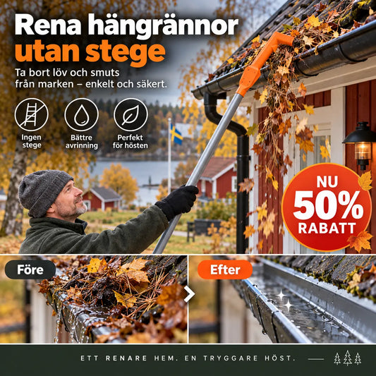 🔥50% RABATT NU!🔧Ränsrengöringsverktyg utan klättring – rengör takrännor enkelt utan att behöva klättra på stege✨
