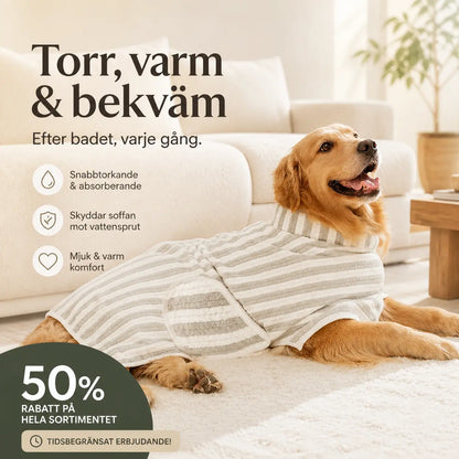 ✨ Mer komfort för din hund – mjuk badrock som suger upp vatten och håller värmen