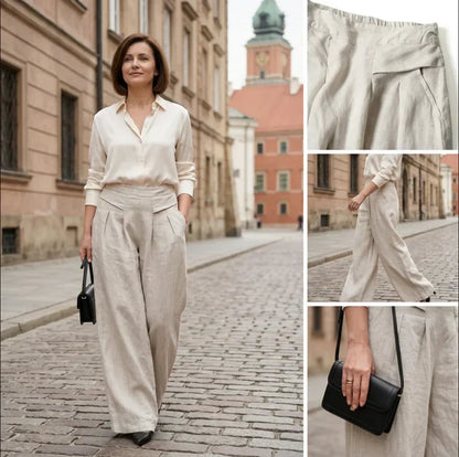 ☀️ Bekväma hela dagen – luftiga bomulls- och linnebyxor med vida ben 👖 50 % RABATT