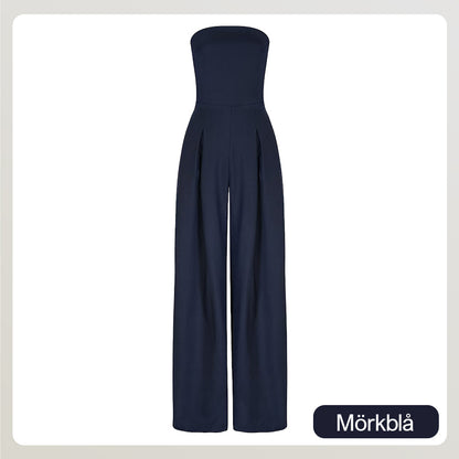 Kvinnors axelbandslös jumpsuit med fickor