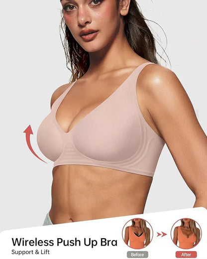 Djup V-Ringad Push-up BH utan Bygel och Sömmar i Geléstil