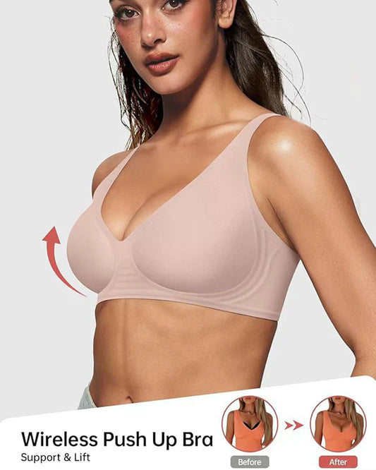 Djup V-Ringad Push-up BH utan Bygel och Sömmar i Geléstil