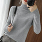 Solid turtleneck imiterad kashmirstickad tröja