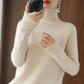 Solid turtleneck imiterad kashmirstickad tröja