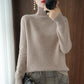 Solid turtleneck imiterad kashmirstickad tröja