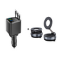 🔋📱 7-i-1 snabbladdare för bilen med utdragbara kablar och spänningsdisplay – USB-C för Android och Lightning för Apple