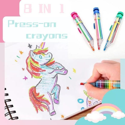 🎄 SPARA 50 %! 8 färger i en enda krita – smart 8-i-1-design för mer kreativitet med mindre att bära
