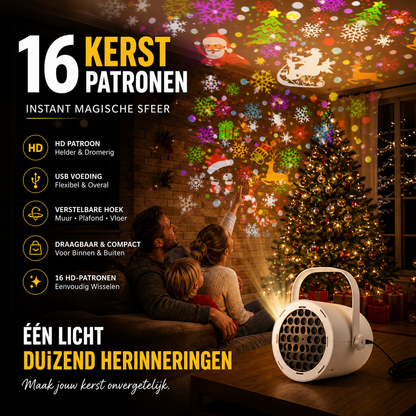 🎄 50 % RABATT! USB-julprojektor med 16 mönster, HD-projektion och justerbar vinkel