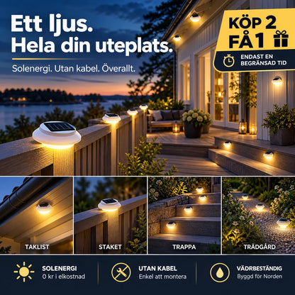 🔥🎁Köp 2 få 1 gratis🔥🌙 BEGRÄNSAT ERBJUDANDE – Få tryggare och mysigare utomhusbelysning utan kablar eller dyr installation – Vattentät solcellslampa med 3 LED