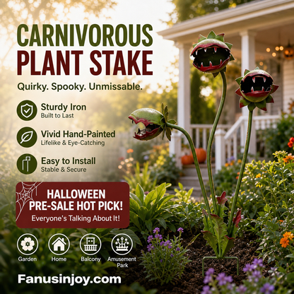 🔥 50 % RABATT! Köttätande växt trädgårdsdekoration – unik metallstake för en lekfull uteplats 🌻🏡