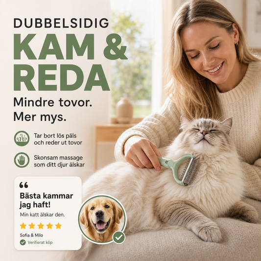 🐕 Dubbelsidig pälsborste för husdjur – Minskar tovor & löshår | SPARA 50% idag! ✨