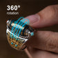 Classic Design Geometric Blue-Yellow Adjustable Rotating Ring