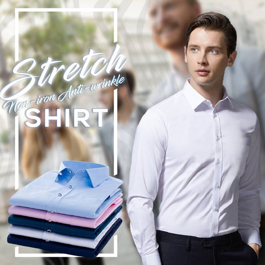 🔥👔Köp 2 och få fri frakt-HERRGARDEROB ESSENTIALS ✨ STRETCH-ICKE-JÄRN ANTI-RYNKSKJORTA