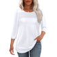 🧚‍♀️Last Dag 50% rabatt🤩2025 T-shirt med 3/4-lång ärm och plisserad framsida för kvinnor