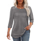 🧚‍♀️Last Dag 50% rabatt🤩2025 T-shirt med 3/4-lång ärm och plisserad framsida för kvinnor