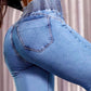 Utsvängda stretchjeans med hög midja