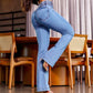 Utsvängda stretchjeans med hög midja
