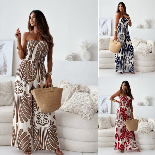 Ärmlös jumpsuit med vida ben och off shoulder