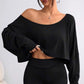 Överdimensionerade långärmad off-shoulder crop toppar för kvinnor