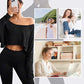 Överdimensionerade långärmad off-shoulder crop toppar för kvinnor