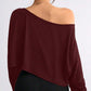 Överdimensionerade långärmad off-shoulder crop toppar för kvinnor
