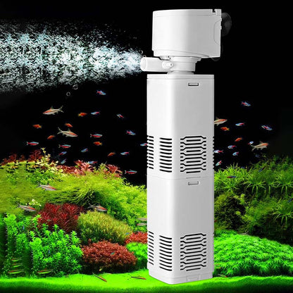 🔥4 i 1 akvariefilter - filtrering, luftning, avfallshantering, pumpar