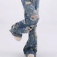 Kvinnors Lösa Rippade Denimjeans med Vida Ben