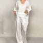 👚 50% RABATT 🌾 | 2-delat Set – Bomull & Linne, Oregelbunden Fåll & Vida Byxor