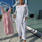 Söt casual enfärgad jumpsuit med justerbara band för kvinnor