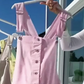 Söt casual enfärgad jumpsuit med justerbara band för kvinnor