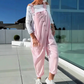 Söt casual enfärgad jumpsuit med justerbara band för kvinnor
