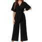 Elegant V-ringad jumpsuit med vida ben och knytband i midjan för kvinnor