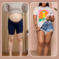 Högmidjade diagonala knapp design råa kanter rivna denim shorts