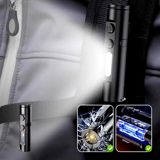 Uppladdningsbar och magnetisk mini-nyckelring med ficklamp