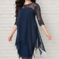 🔥 50 % RABATT! Spetsklänning med hög-låg fåll – elegant stil för fest och speciella tillfällen 🌸