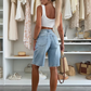 🌸Sommar Hot Sale 50%OFF🌸Retro Destroyed Denim Midi Pants