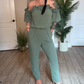 Off-shoulder Overall med Volangdesign