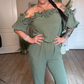 Off-shoulder Overall med Volangdesign
