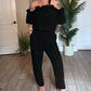 Off-shoulder Overall med Volangdesign