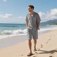 🏖️Summer Specials🌴 Andningsaktiv strandoutfit för män - kortärmad och shorts