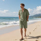🏖️Summer Specials🌴 Andningsaktiv strandoutfit för män - kortärmad och shorts