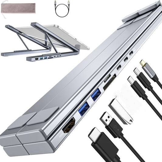 💻 50% RABATT 🔌 | USB-C Dockningsstation med Laptopställ – 8-i-1, 4K HDMI & Snabbladdning